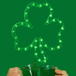 LAMPHOME 35L 16.5'' Pre-Lit Green St.Patrick's Day Irish Shamrock Window Silhouette Decoration