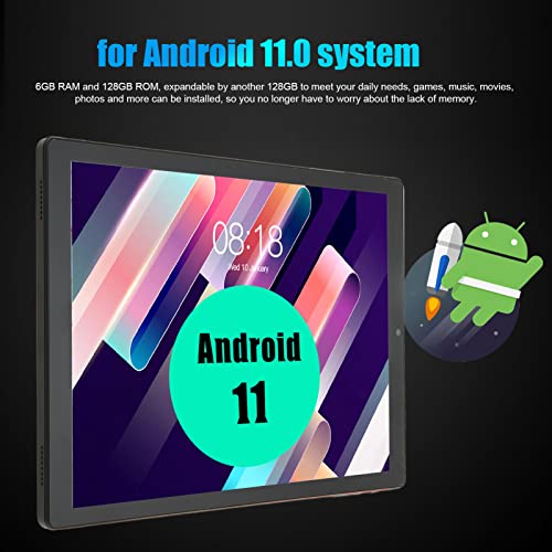 Pomya 10.1 Inch Tablet, 1920x1080 IPS Calling Tablet for 11.0, 6GB RAM 128GB ROM PC Tablet, Octa Core CPU 5G WiFi HD Tablet for Game, Music, Movie