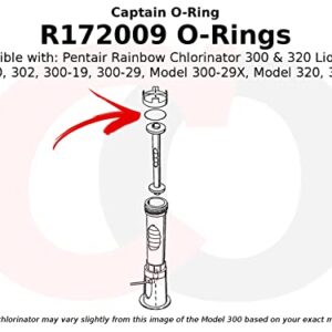 Captain O-Ring – Replacement R172009 O-Rings for Pentair Rainbow Chlorinator 300 & 320 Lid, Chlorine Resistant (2 Pack)