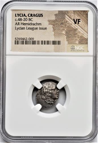 TR 48-20 BC Ancient Lyre Lycian League Authenticated Silver Coin Hemidrachm Very Fine NGC