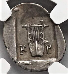 tr 48-20 bc ancient lyre lycian league authenticated silver coin hemidrachm very fine ngc