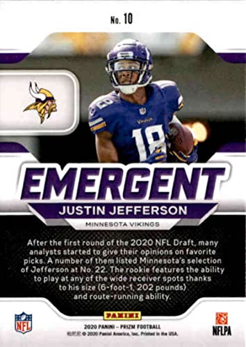 2020 Panini Prizm Emergent #10 JUSTIN JEFFERSON Minnesota Vikings Football