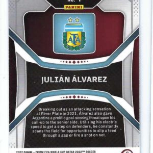 JULIAN ALVAREZ 2021-22 Panini Prizm Road to FIFA World Cup Qatar 2022 Soccer Rookie Card RC #4 Argentina Manchester City