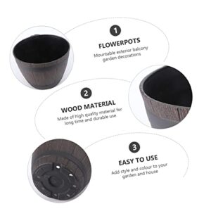 Yardwe Barrel Indoor Resin Floor Barrels Decoration Basin Veranda Planters Rattan Whiskey for Pot Flowerpot Home Vase Container Outdoor Garden Artificial Large Bonsai Holder Inch