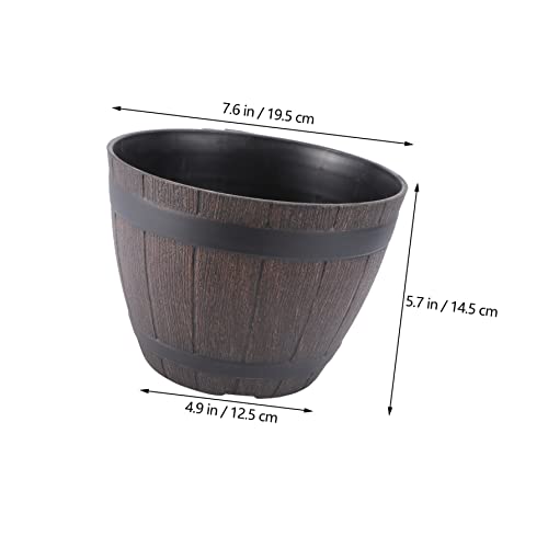 Yardwe Barrel Indoor Resin Floor Barrels Decoration Basin Veranda Planters Rattan Whiskey for Pot Flowerpot Home Vase Container Outdoor Garden Artificial Large Bonsai Holder Inch