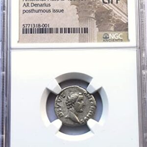 IT 138-161 AD Ancient Imperial Rome, Emperor Antoninus Pius Antique Roman Silver Coin Denarius Choice Fine NGC