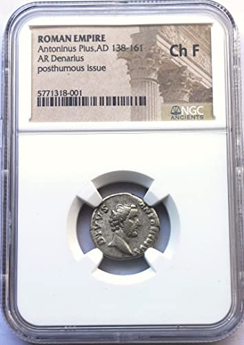 IT 138-161 AD Ancient Imperial Rome, Emperor Antoninus Pius Antique Roman Silver Coin Denarius Choice Fine NGC