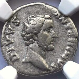 IT 138-161 AD Ancient Imperial Rome, Emperor Antoninus Pius Antique Roman Silver Coin Denarius Choice Fine NGC