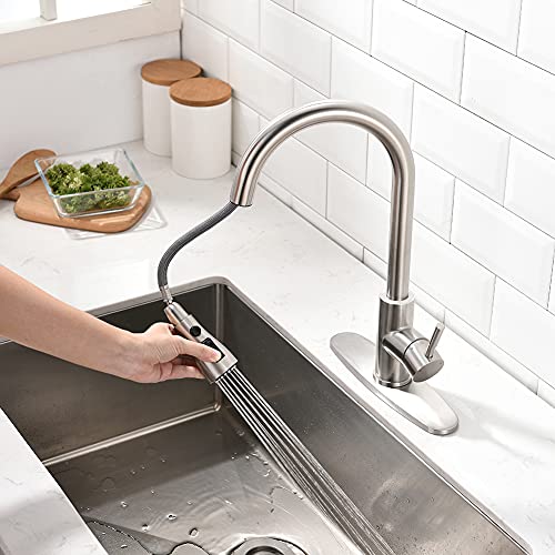 OWOFAN Kitchen Sink Faucet Brushed Nickel Bundles