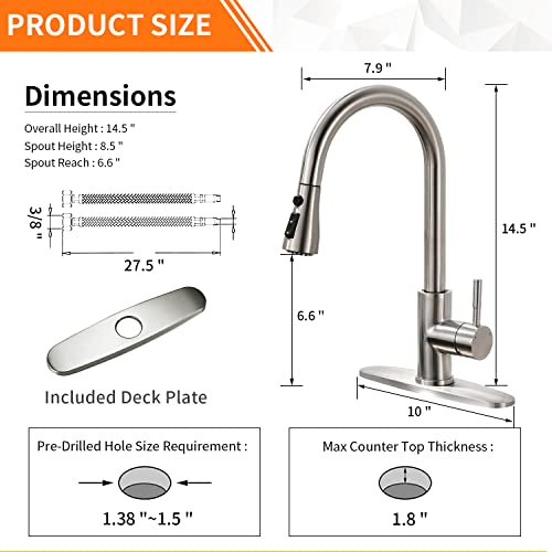 OWOFAN Kitchen Sink Faucet Brushed Nickel Bundles