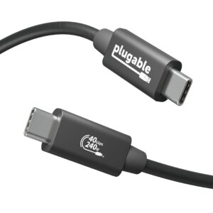 plugable usb4 cable with 240w charging, 3.3 feet (1m), usb-if certified, 1x 8k display, 40 gbps, compatible with usb 4, thunderbolt 4, thunderbolt 3, usb-c, driverless