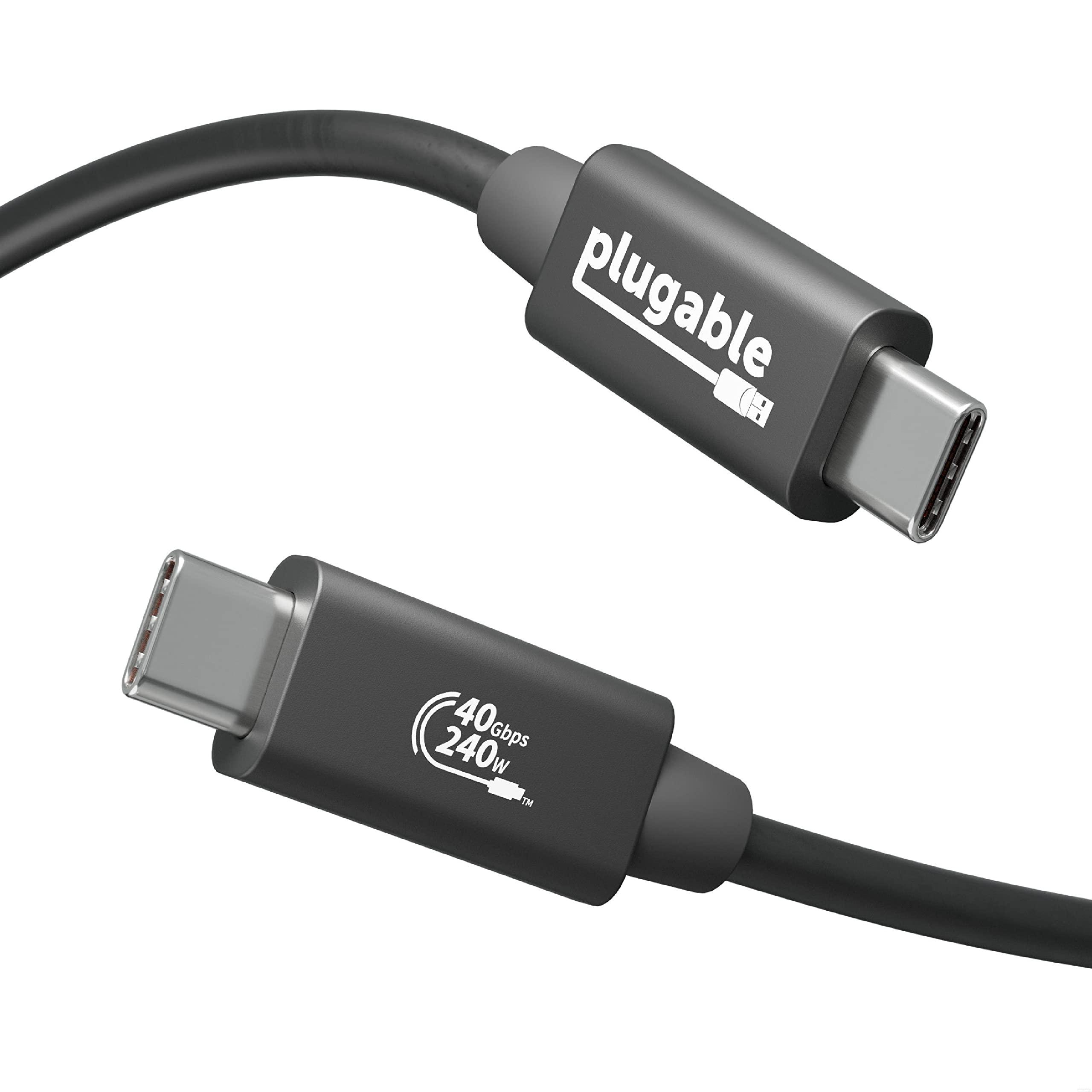 Plugable USB4 Cable with 240W Charging, 3.3 Feet (1M), USB-IF Certified, 1x 8K Display, 40 Gbps, Compatible with USB 4, Thunderbolt 4, Thunderbolt 3, USB-C, Driverless