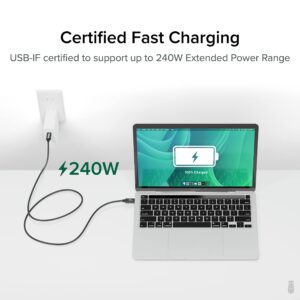Plugable USB4 Cable with 240W Charging, 3.3 Feet (1M), USB-IF Certified, 1x 8K Display, 40 Gbps, Compatible with USB 4, Thunderbolt 4, Thunderbolt 3, USB-C, Driverless