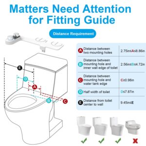 Bidet Attachment for Toilet, Dual Nozzle Sprays Adjustable Hot&Cold Water, Self-Cleaning and Retractable Nozzle, Toilet Seat Bidet Attachment for Rear, Feminine Wash