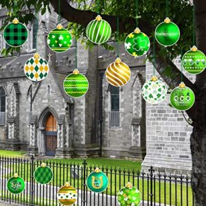 16 pieces large outdoor st. patrick's day decorations for tree st.patrick's day ornaments double-sided lawn decor yard shamrock hanging ornaments plastic holiday tree decor