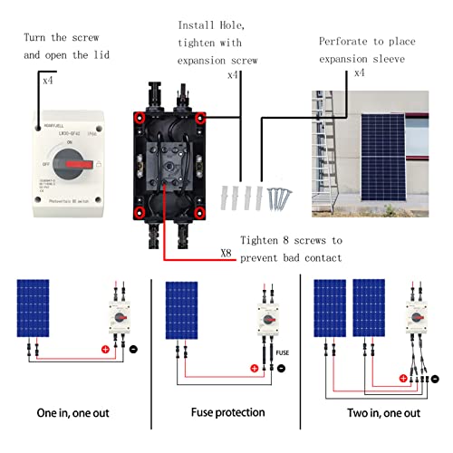 Solar PV DC Quick Disconnect Switch 1500V 32A, DC Miniature Circuit Breaker IP66 Solar Combiner Box for Solar Panel Solar Power System RV ( Proctive)