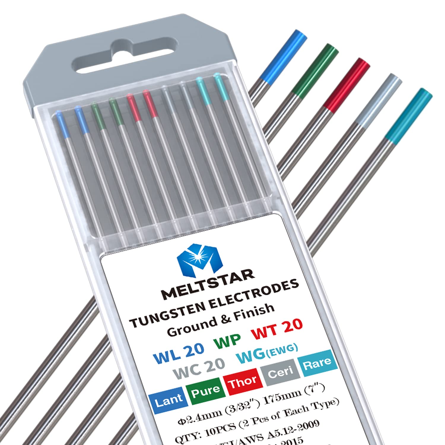 Meltstar TIG Welding Tungsten Electrodes Combination Settings Thoriated Pure Cerium Lanthanated Rare Earth blend Tungsten Electrodes MIX3/32 * 7