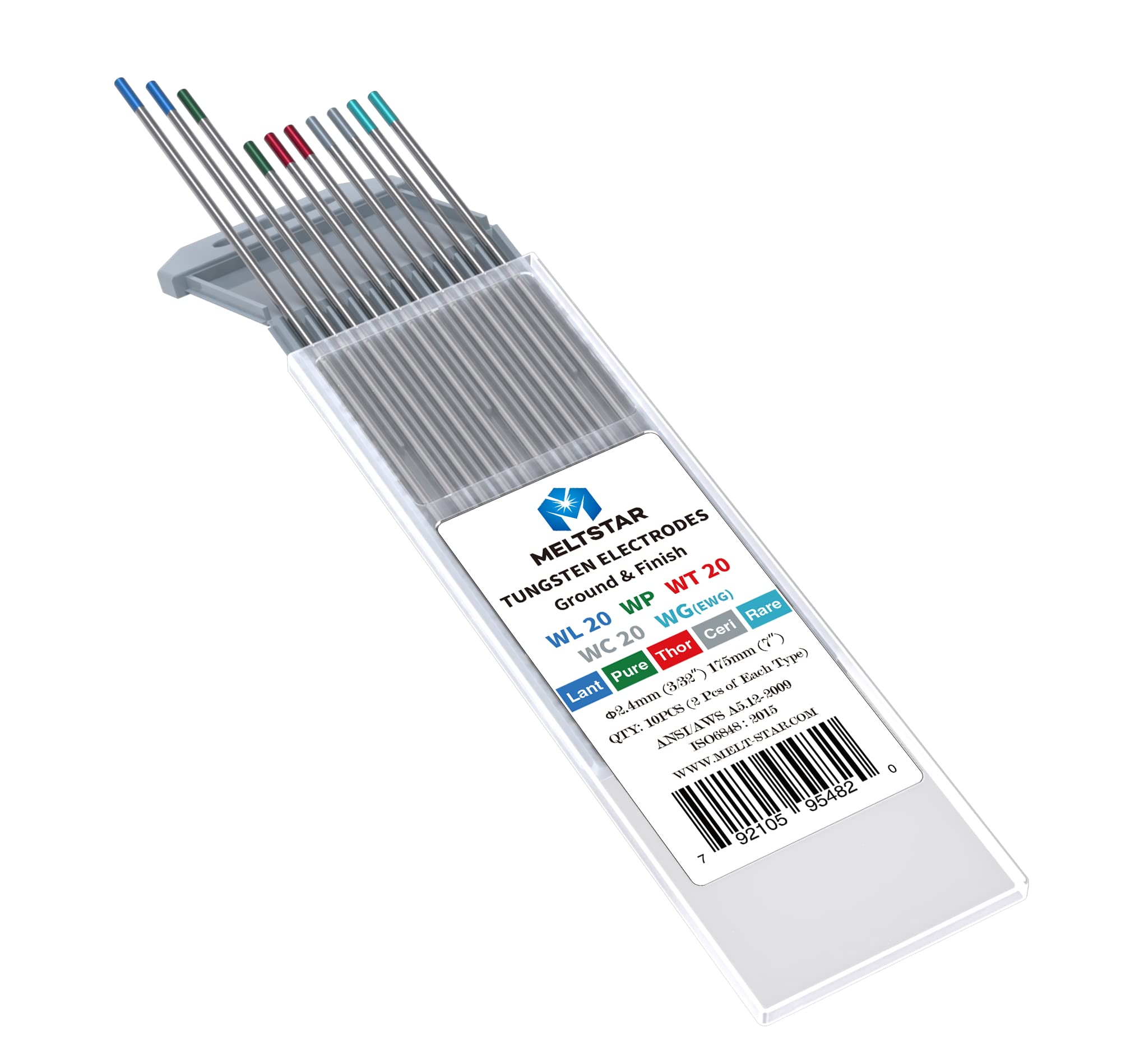 Meltstar TIG Welding Tungsten Electrodes Combination Settings Thoriated Pure Cerium Lanthanated Rare Earth blend Tungsten Electrodes MIX3/32 * 7