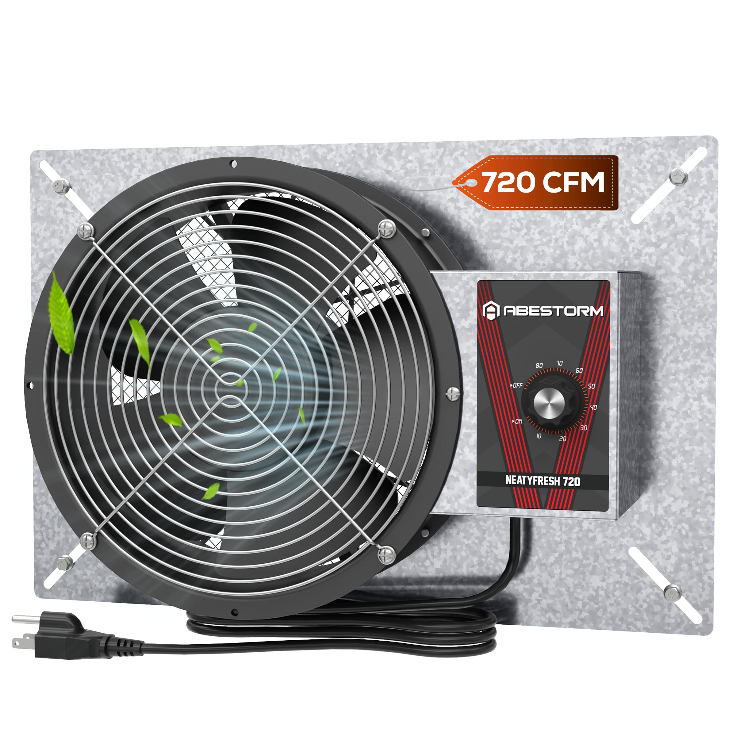 Abestorm 720CFM High Air Flow Crawlspace Ventilation Fan, IP55 Rated 10" Vent Fan with Humidistat & Freeze Protection Thermostat for Crawl Space, Basement, Garage, Attic with Isolation Mesh