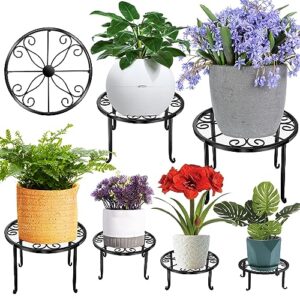 6 pack metal plant stand indoor outdoor plants holder christmas gift-flower potted stands rack for multiple plants,sturdy iron pot round shelf,modern stylish holder for garden home kitchen patio