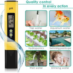 PH Meter - 0-14 PH Measurement Range PH Tester,Digital PH Meter Suitable for Accurate Testing of Drinking Water, Aquariums, Swimming Pools, Hydroponics (Yellow)