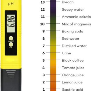 PH Meter - 0-14 PH Measurement Range PH Tester,Digital PH Meter Suitable for Accurate Testing of Drinking Water, Aquariums, Swimming Pools, Hydroponics (Yellow)