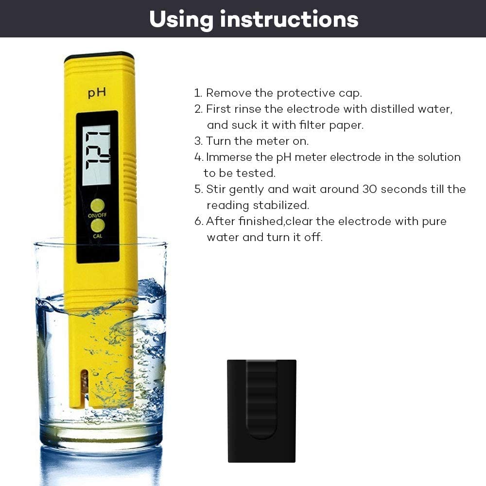 PH Meter - 0-14 PH Measurement Range PH Tester,Digital PH Meter Suitable for Accurate Testing of Drinking Water, Aquariums, Swimming Pools, Hydroponics (Yellow)