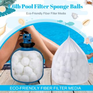 Zubebe 4.6 lbs Pool Filter Media Balls Fiber Filter Media for Swimming Pool Sand Filters and Bath Center Bathtubs Spas Aquarium Grime Cleaning Scum
