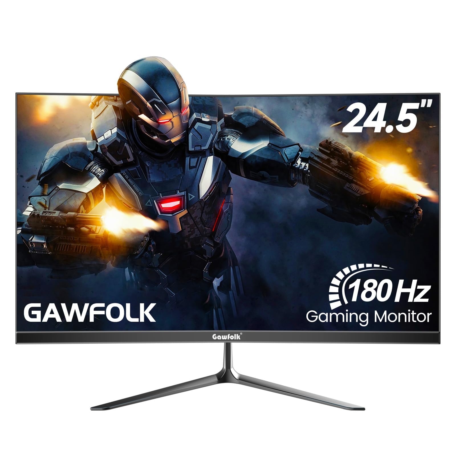 Gawfolk 24 Inch Computer Monitor Full HD 1080P 75HZ, 2800R Curved Monitor with HDMI VGA, Tilt Adjustment, Ultra-Thin Zero Frame Desktop PC Monitor Black