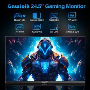 Gawfolk 24 Inch Computer Monitor Full HD 1080P 75HZ, 2800R Curved Monitor with HDMI VGA, Tilt Adjustment, Ultra-Thin Zero Frame Desktop PC Monitor Black