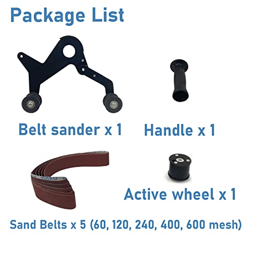 Belt Sander Adapter for Angle Grinder, Pipe Tube Polishing Sanding Attachment with 40mm Belts, Suitable for US 5/8-11 Thread, Handheld Grinder Sander Kit Rust Removal