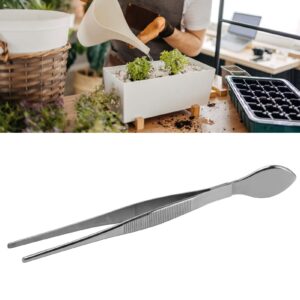 Stainless Steel Tweezers, 8.7inch Long Tweezers Bonsai Tweezers Straight Serrated Tips with Spatula Multitool Tweezer for Cooking, Repairing, Medical, Garden