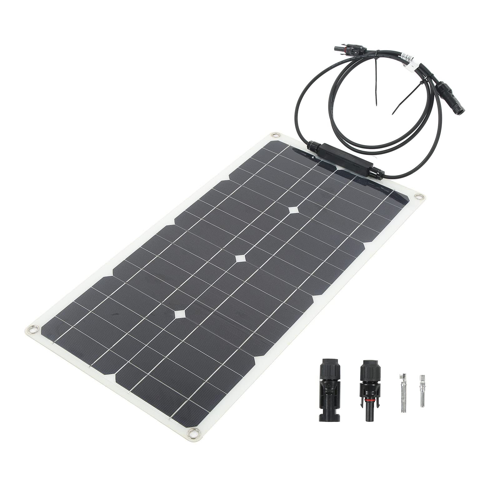 High-Efficiency Monocrystalline PV Module Power Charger,Solar Panel 25W 12V,Waterproof Solar Trickle Charger, High Transmittance Semi Flexible Light Weight Waterproof Solar Panel for Car RV