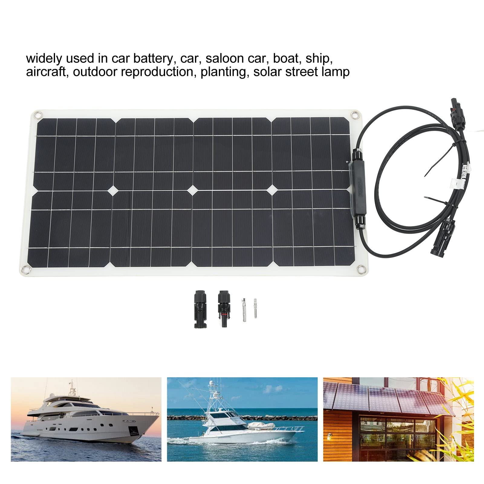 High-Efficiency Monocrystalline PV Module Power Charger,Solar Panel 25W 12V,Waterproof Solar Trickle Charger, High Transmittance Semi Flexible Light Weight Waterproof Solar Panel for Car RV