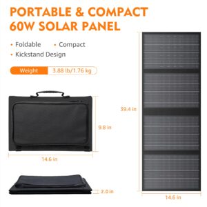 100W Portable Solar Generator, 60W Foldable Solar Charger with USB & 18V DC output, A Super Travel Portable Battery Pack/Power Station for Home Outdoors Office Use