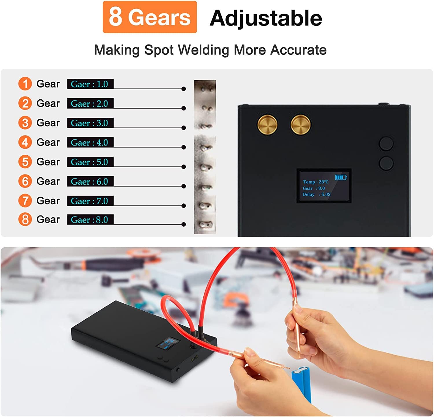 Battery Spot Welder, Portable Mini Spot Welder with LCD Screen, 11000mAh Battery Spot Welder with 80 Gears Adjustable, Spot Welding Pen, 5M Nickel Strip and USB Charging Cable for DIY Spot Welding