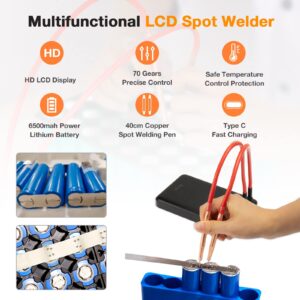 Battery Spot Welder, Portable Mini Spot Welder with LCD Screen, 11000mAh Battery Spot Welder with 80 Gears Adjustable, Spot Welding Pen, 5M Nickel Strip and USB Charging Cable for DIY Spot Welding