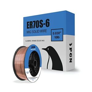 (4 pack) pgn solid mig welding wire - er70s-6 .030 inch, 10 pound spool - mild steel mig wire with low splatter and high levels of deoxidizers - for all position gas welding