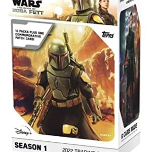 2022 Topps Book of Boba Fett Factory Sealed Blaster Box 61 Star Wars Trading Cards 10 Packs of 6 Cards per Pack plus 1 Commemorative Relic Card. See scans for possible great hits to chase