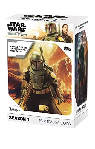 2022 Topps Book of Boba Fett Factory Sealed Blaster Box 61 Star Wars Trading Cards 10 Packs of 6 Cards per Pack plus 1 Commemorative Relic Card. See scans for possible great hits to chase