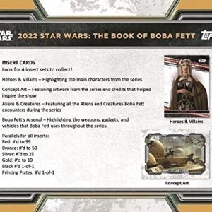 2022 Topps Book of Boba Fett Factory Sealed Blaster Box 61 Star Wars Trading Cards 10 Packs of 6 Cards per Pack plus 1 Commemorative Relic Card. See scans for possible great hits to chase