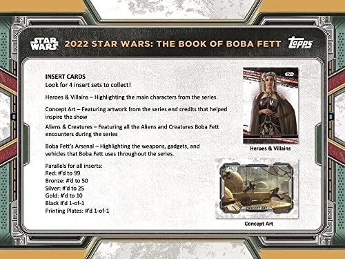 2022 Topps Book of Boba Fett Factory Sealed Blaster Box 61 Star Wars Trading Cards 10 Packs of 6 Cards per Pack plus 1 Commemorative Relic Card. See scans for possible great hits to chase