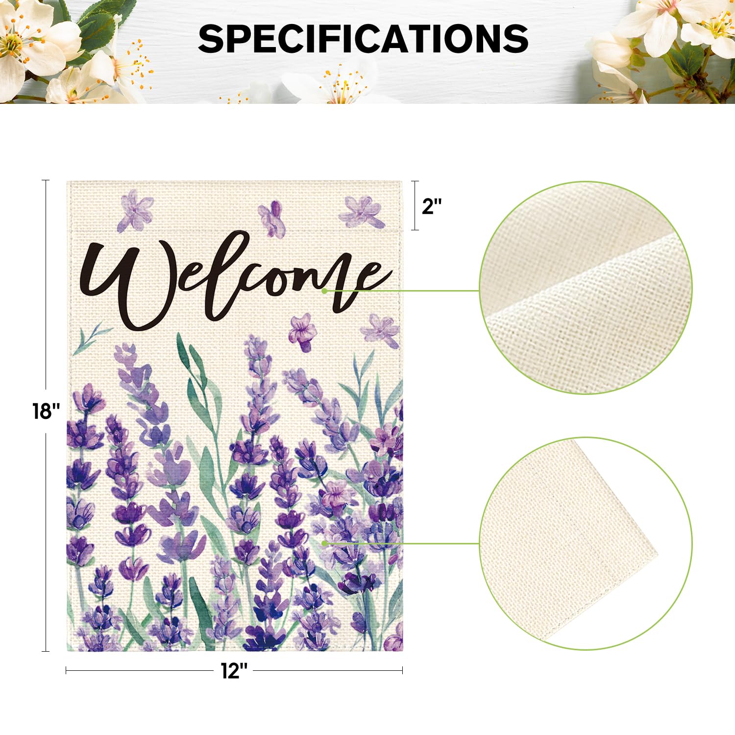 AVOIN colorlife Welcome Spring Lavender Garden Flag 12x18 Inch Double Sided Outside, Flower Seasonal Yard Outdoor Flag