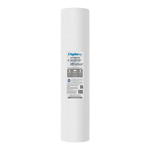 HYDROVOS 5 Micron 20" x 4.5" Whole House Water Filter, NSF Certified Sediment Filter for Home Water Filtration System, Large Capacity Universal Fit Replacement Cartridge, 6-Month Filter Life