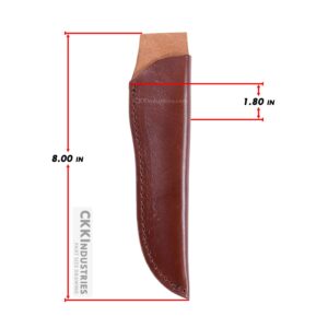 Leather Knife Sheath - (Brown) - (for 6.00 inch Blades) - (Smooth Finish) - (USA Design) - (by KnifeKits)