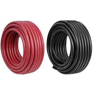 kimbluth 10 awg solar wire 30ft red & 30ft black tinned copper wire, 10 gauge solar panel cable ofc oxygen free copper wire for solar panel automotive trailer marine outdoors (red&black)