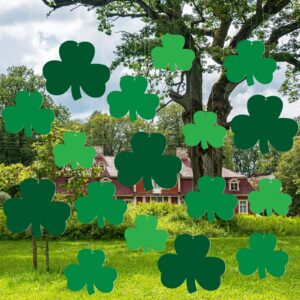 30 pieces st. patrick's day shamrock lucky hanging ornaments plastic lawn tree hanging decorations green hanging bauble for tree shelf outdoor spring irish holiday decor, 3 sizes (shamrock)