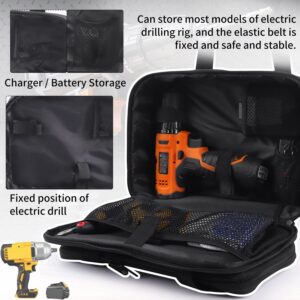 LOTCAIN Hard Case Compatible with BLACK+DECKER LDX120C / LD120VA MAX Cordless Drill Driver, Travel Case for Cordless Drill/Driver Bits And Accessories (Fit for Most Standard Drills), Black (Bag Only)