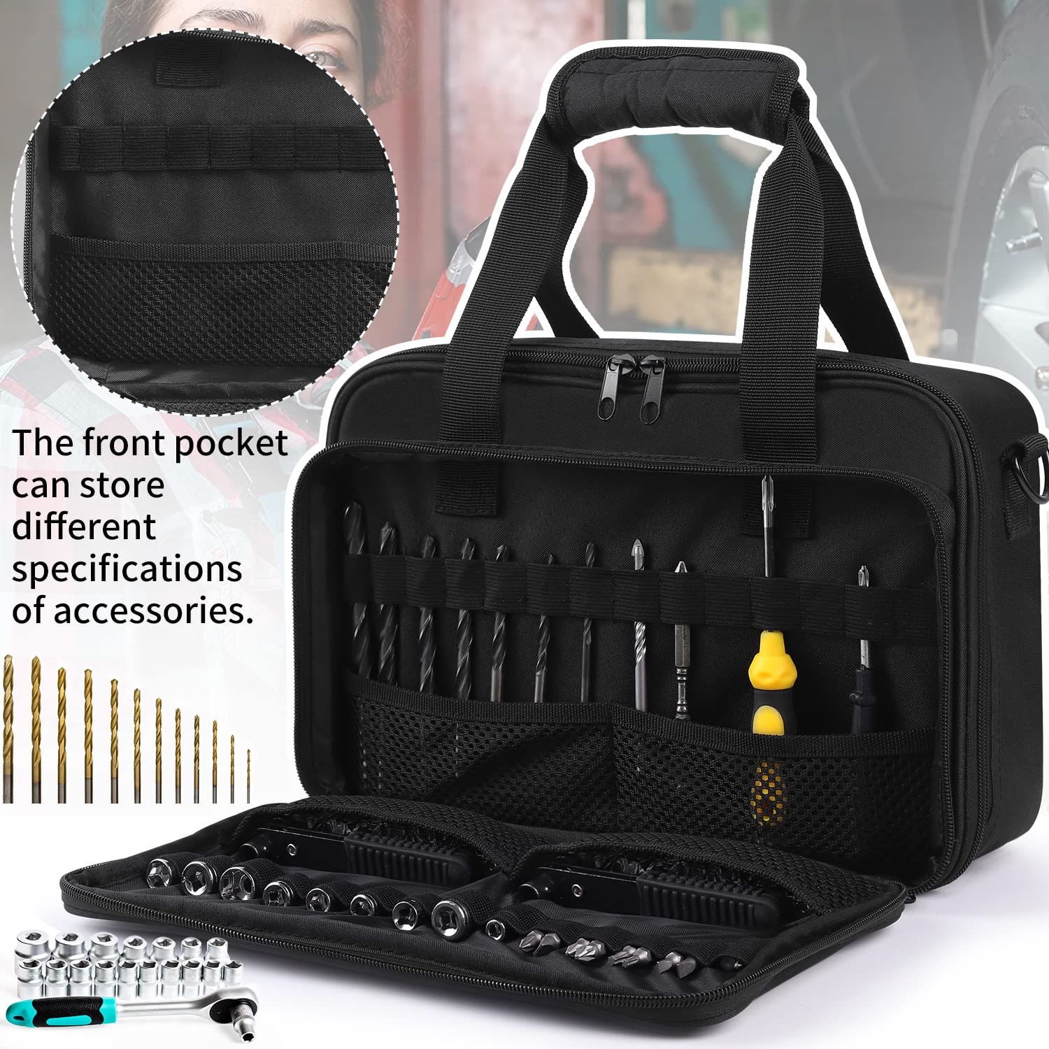 LOTCAIN Hard Case Compatible with BLACK+DECKER LDX120C / LD120VA MAX Cordless Drill Driver, Travel Case for Cordless Drill/Driver Bits And Accessories (Fit for Most Standard Drills), Black (Bag Only)