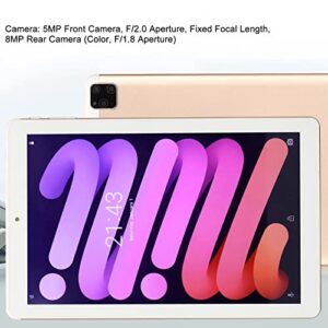 10in Tablet, Golden Tablet PC 4GB RAM 256GB ROM 1920x1080 5MP 8MP Camera 6000mAh Battery, Support WiFi, BT, GPS, Face Unlock and Storage Expansion